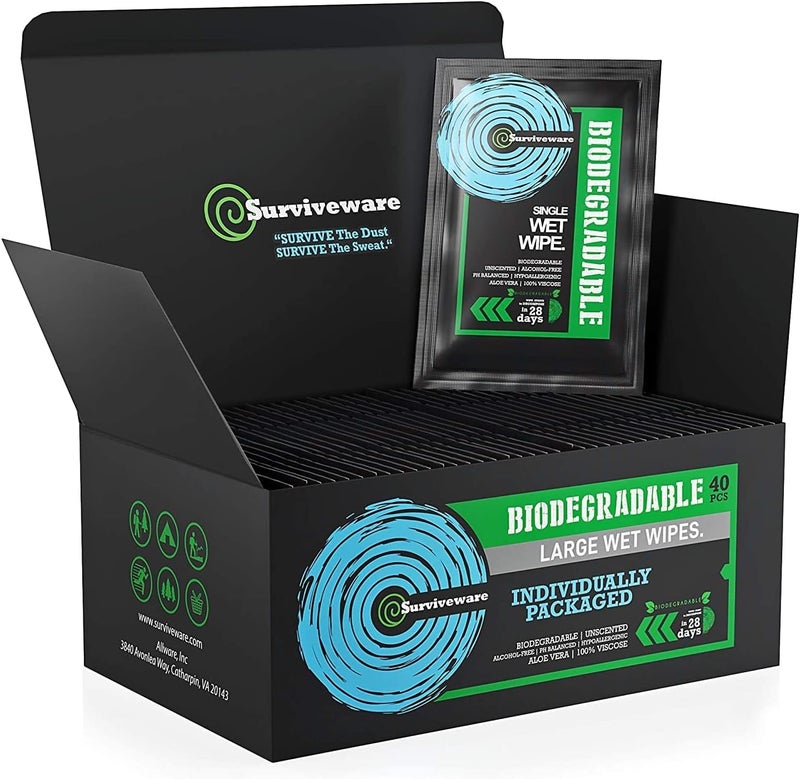 Surviveware Biodegradable Wet Wipes - 40 Count - Image 1